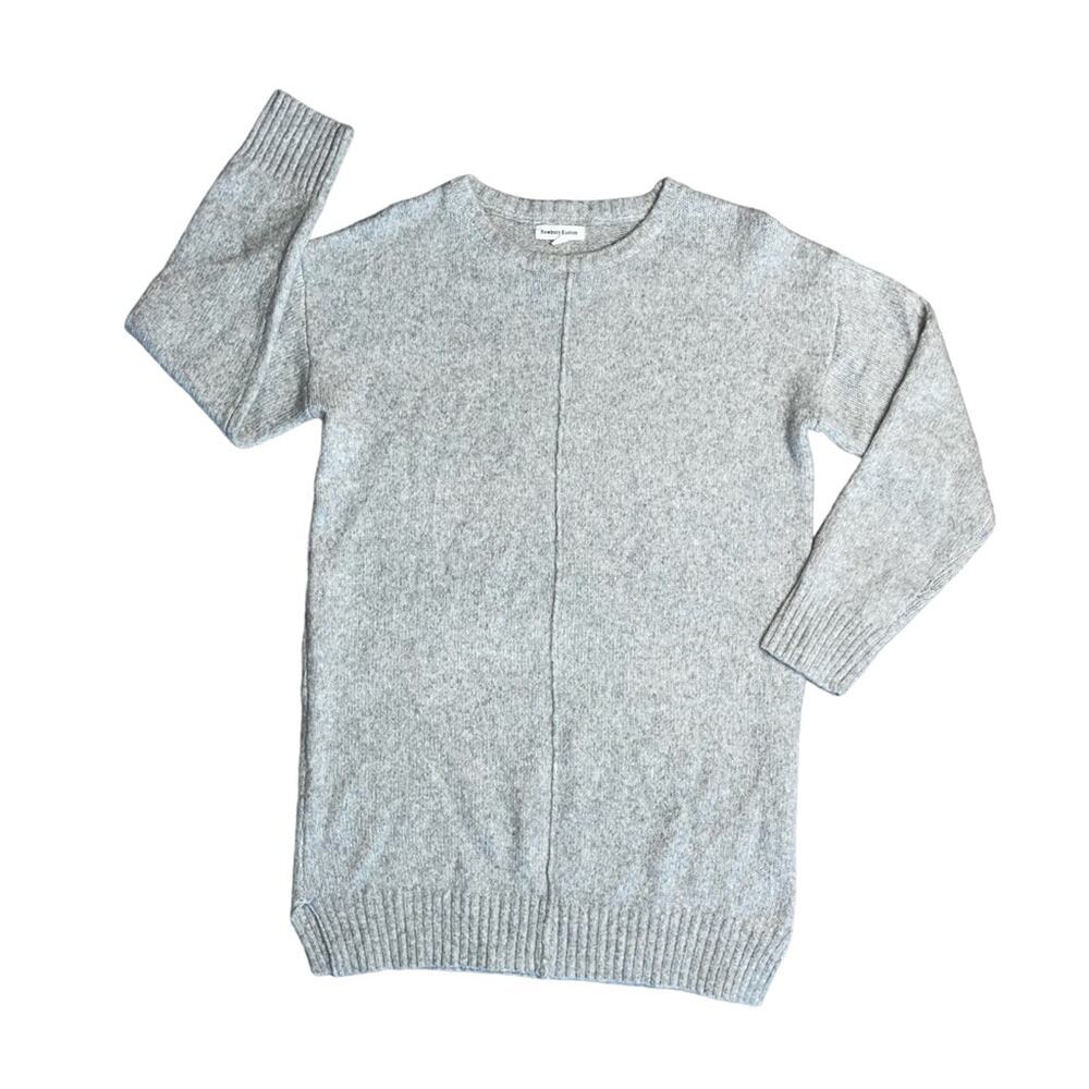 NEWBURY KUSTOM Heather Gray Wool Blend Crew Neck Long Sweater Women’s Size Small